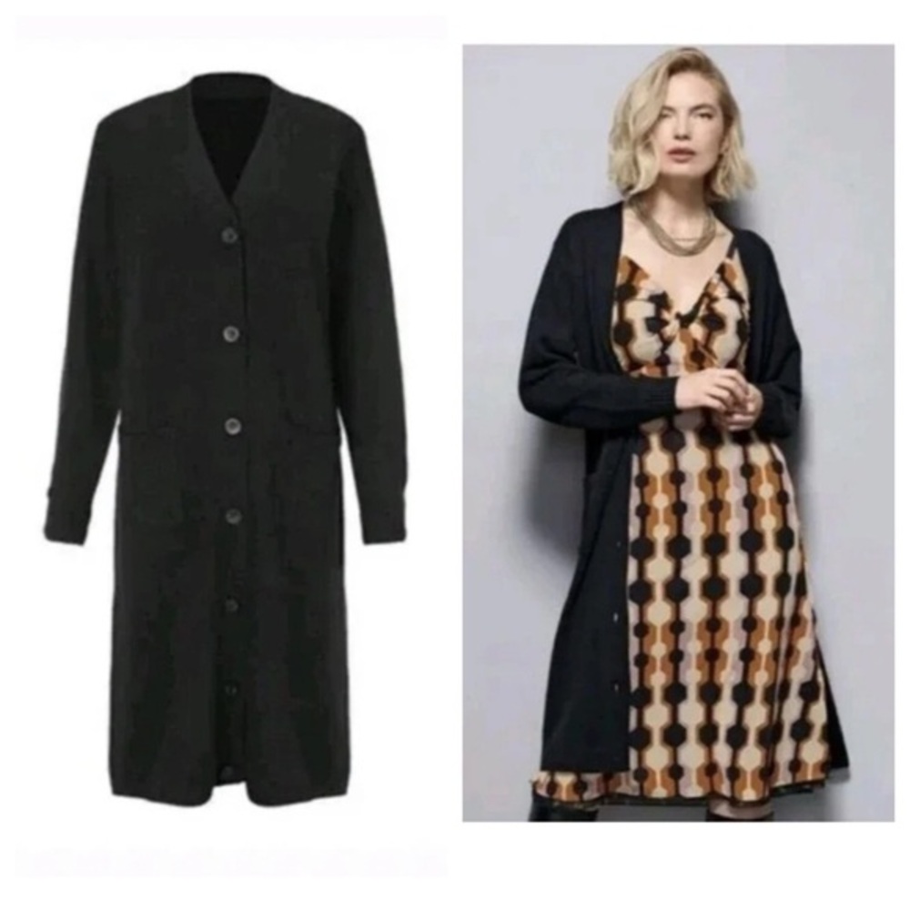 CABI Drop-Off Midi Long Black Button Down Cardigan #4472 size XS/S Excellent